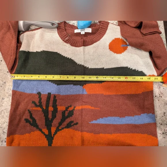 Madden NYC Desert Landscape Cropped Sweater NWT Western Sunset Graphic Size S - Picture 4 of 8